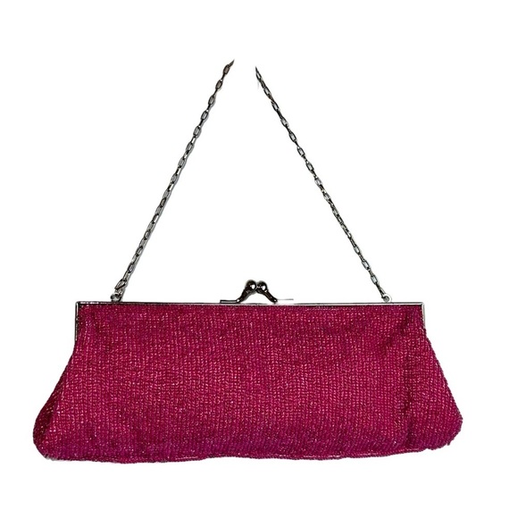 Jessica McClintock Stunning Pink Beaded Evening Bag Chain Strap / Clutch - Picture 1 of 5